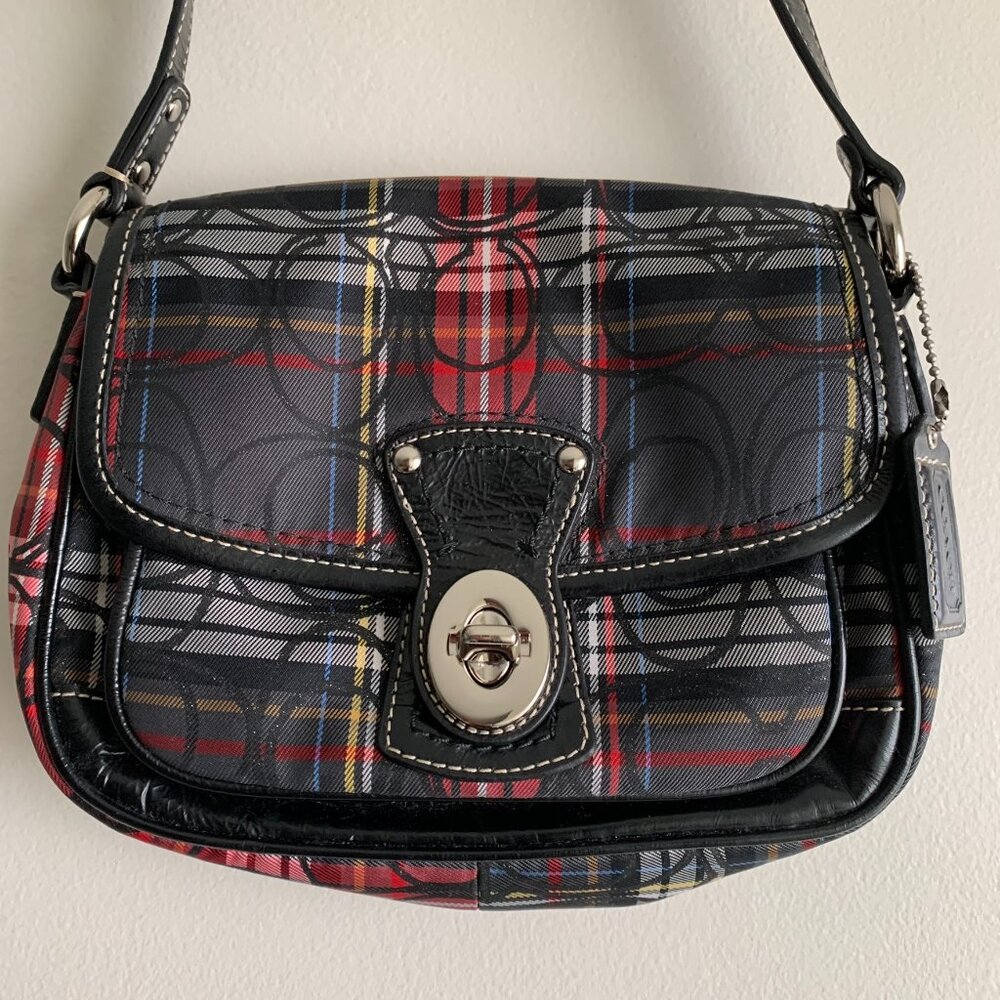 Coach tartan plaid penny purse